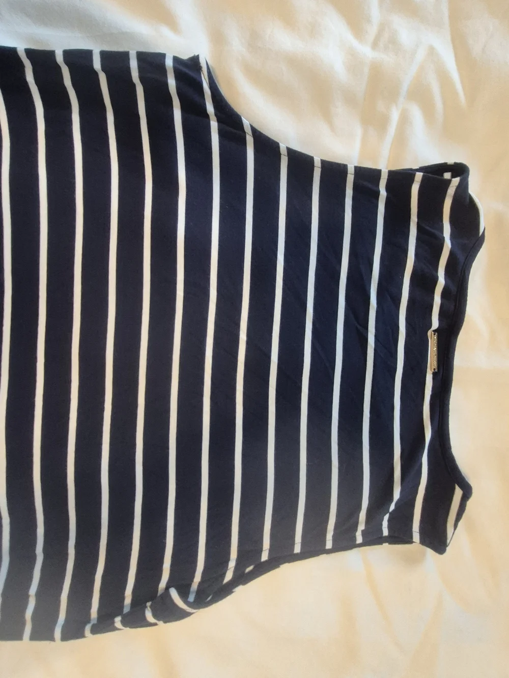 Michael Kors Navy and White Striped Sleeveless Swing Dress